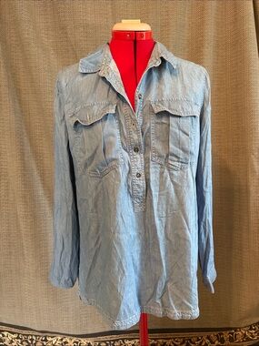 Light Blue Denim Button-Front Shirt